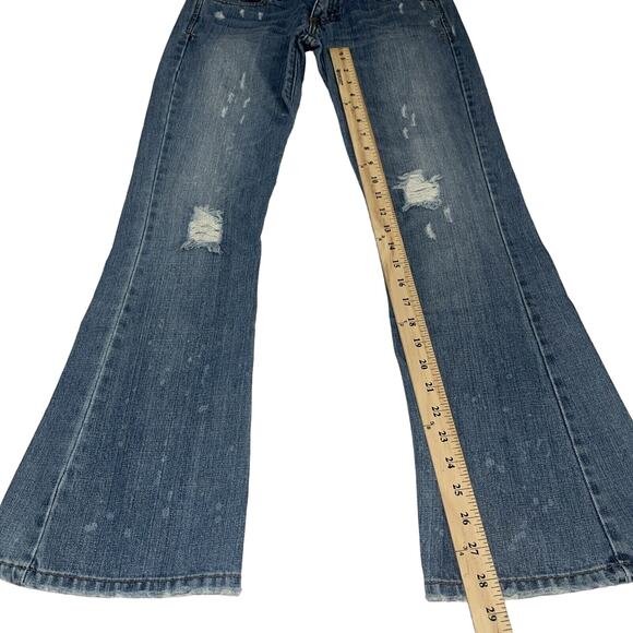 Vintage Y2K Abercrombie & Fitch Low Rise Bootcut Distressed Jeans Sz 2 Short - Picture 3 of 11